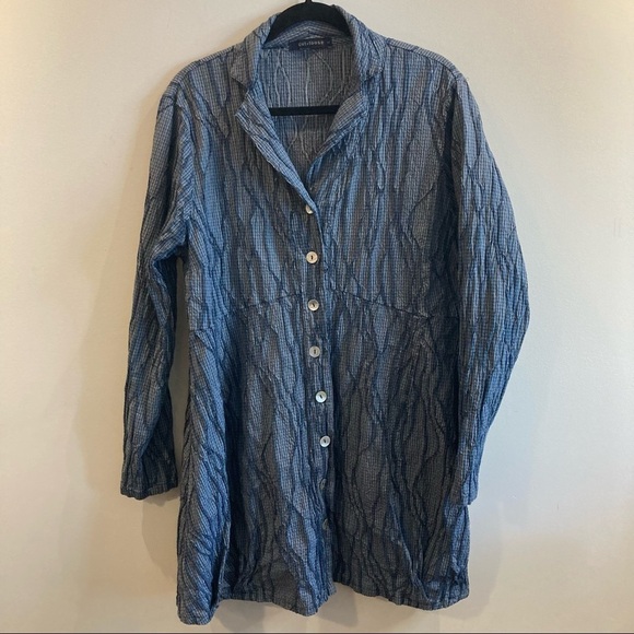 𝅺CUT LOOSE Sz L Lagenlook Button Down Blouse Tunic Unique Ribbed Texture Design - Picture 12 of 12